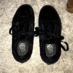 All Black Velvet Vans